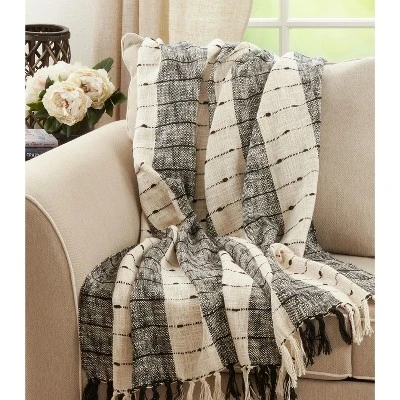 Saro Lifestyle Cotton Throw With Striped Design 4 Saro Lifestyle Cotton Throw With Striped Design - Image 4