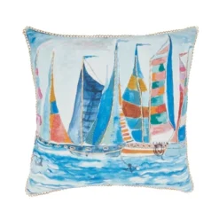 Saro Lifestyle Charming Outdoor Sail Boats Poly Filled Pillow, 20"x20", Multicolored -Winter Glow Store GUEST 50fc2cc4 ffca 4f4a 8a19 4d026db9d11f