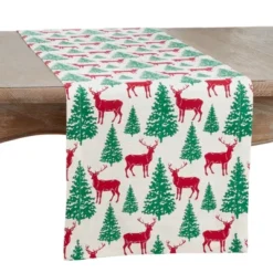 Saro Lifestyle Deer And Christmas Trees Design Table Runner 5 Saro Lifestyle Deer And Christmas Trees Design Table Runner -Winter Glow Store GUEST 51dc6b45 a3bd 4beb ac56 88c29061ca65