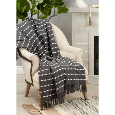 50"x60" Dual-Tone Striped Throw Blanket Black - Saro Lifestyle 2 50"x60" Dual-Tone Striped Throw Blanket Black - Saro Lifestyle - Image 2