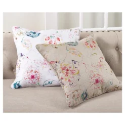 20"x20" Oversize Down Filled Floral Print Square Throw Pillow White - Saro Lifestyle