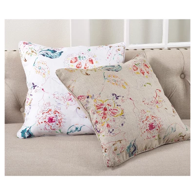 20"x20" Oversize Down Filled Floral Print Square Throw Pillow White - Saro Lifestyle 1 20"x20" Oversize Down Filled Floral Print Square Throw Pillow White - Saro Lifestyle