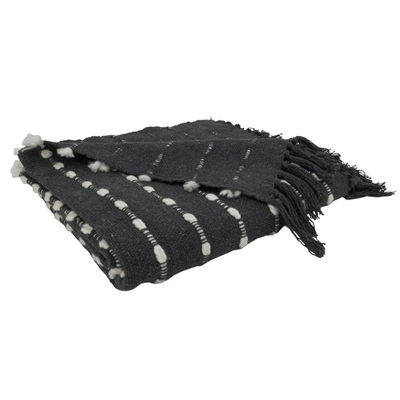 50"x60" Dual-Tone Striped Throw Blanket Black - Saro Lifestyle 3 50"x60" Dual-Tone Striped Throw Blanket Black - Saro Lifestyle - Image 3