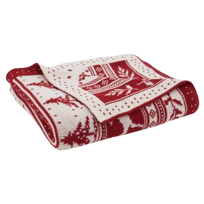 50"x60" Christmas Sweater Design Throw Blanket Red - Saro Lifestyle 2 50"x60" Christmas Sweater Design Throw Blanket Red - Saro Lifestyle - Image 2