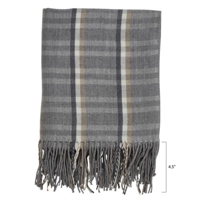 Plaid Tassle Throw Blanket Gray - Saro Lifestyle 2 Plaid Tassle Throw Blanket Gray - Saro Lifestyle - Image 2