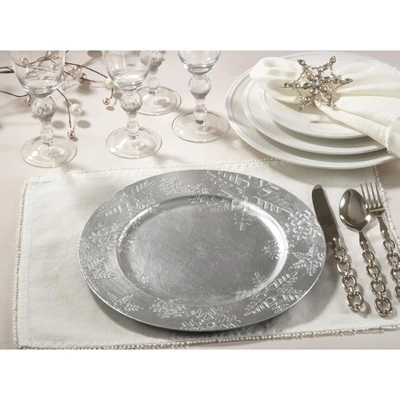 Saro Lifestyle Snowflake Design Christmas Holiday Decorative Charger Plate - Set Of 4 Pcs 2 Saro Lifestyle Snowflake Design Christmas Holiday Decorative Charger Plate - Set Of 4 Pcs - Image 2
