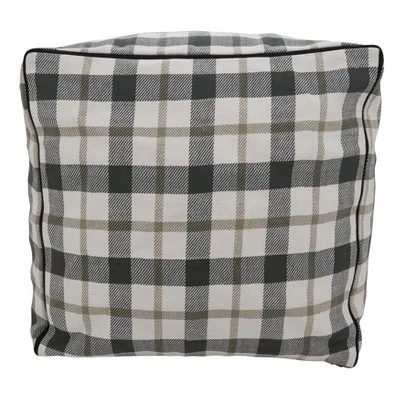 Saro Lifestyle Plaid Pouf, 20"x20"x14" Square, Grey 1 Saro Lifestyle Plaid Pouf, 20"x20"x14" Square, Grey