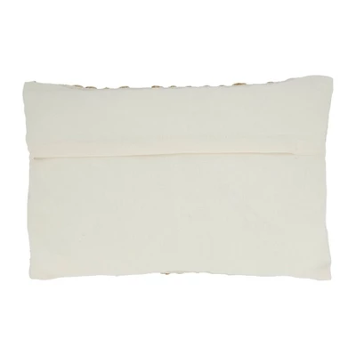 12"x20" Oversized Rope Design Poly Filled Lumbar Throw Pillow Ivory - Saro Lifestyle 1 12"x20" Oversized Rope Design Poly Filled Lumbar Throw Pillow Ivory - Saro Lifestyle