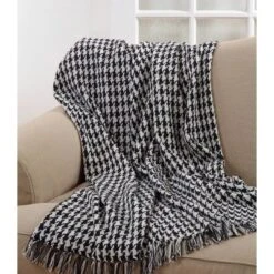 50"x60" Houndstooth Throw Blanket Black - Saro Lifestyle: Cotton Weave, Modern Decor, Machine Washable 5 50"x60" Houndstooth Throw Blanket Black - Saro Lifestyle: Cotton Weave, Modern Decor, Machine Washable -Winter Glow Store GUEST 58e70c24 9583 4084 b631 bfba3d807f22