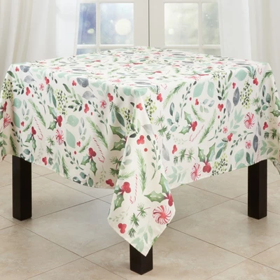 Saro Lifestyle Holiday Tablecloth With Christmas Foliage And Candy Canes 8 Saro Lifestyle Holiday Tablecloth With Christmas Foliage And Candy Canes - Image 8