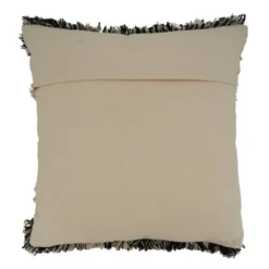 Saro Lifestyle Fringe Tufted Decorative Pillow Cover, Black/White, 20"