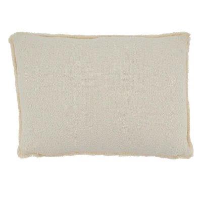 Saro Lifestyle Pom Pom Applique Decorative Pillow Cover, Ivory, 12"x18" 1 Saro Lifestyle Pom Pom Applique Decorative Pillow Cover, Ivory, 12"x18"