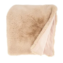 Saro Lifestyle Warm Embrace Faux Rabbit Fur Throw, 50"x60", Beige