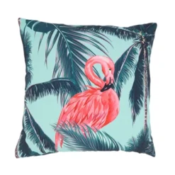 Saro Lifestyle Tropical Flamingo And Palm Tree Outdoor Pillow With Poly Fill, 18"x18", Blue 7 Saro Lifestyle Tropical Flamingo And Palm Tree Outdoor Pillow With Poly Fill, 18"x18", Blue -Winter Glow Store GUEST 5a744122 bc54 4178 8580 42c2a764412f