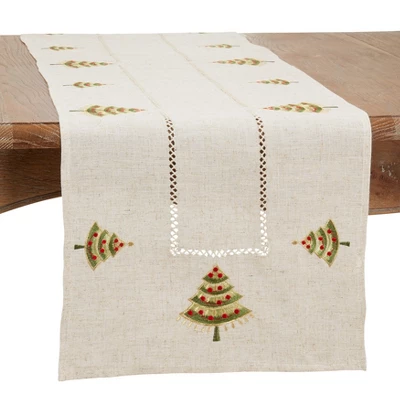 Saro Lifestyle Holiday Table Runner With Embroidered Christmas Tree Design 4 Saro Lifestyle Holiday Table Runner With Embroidered Christmas Tree Design - Image 4