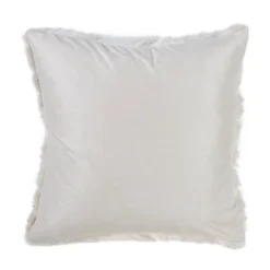 18"x18" Faux Fur Square Throw Pillow Ivory - Saro Lifestyle