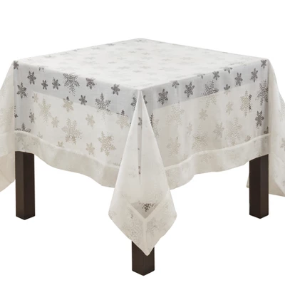 Saro Lifestyle Christmas Tablecloth With Burnout Snowflakes 6 Saro Lifestyle Christmas Tablecloth With Burnout Snowflakes - Image 6