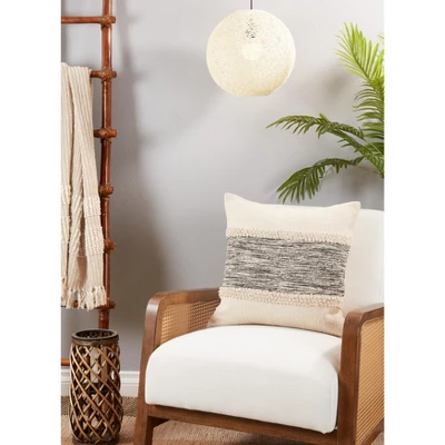 Saro Lifestyle Stripe Chindi Design Pillow Cover, 20", Black 2 Saro Lifestyle Stripe Chindi Design Pillow Cover, 20", Black - Image 2