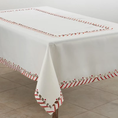 Saro Lifestyle Candy Cane Design Holiday Christmas Tablecloth 6 Saro Lifestyle Candy Cane Design Holiday Christmas Tablecloth - Image 6