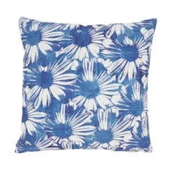 Saro Lifestyle Fresh Floral Outdoor Poly Filled Throw Pillow, 18"x18", Blue -Winter Glow Store GUEST 6193af45 3def 4e27 85b4 0371941add1e