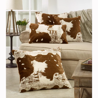 Saro Lifestyle Faux Fur Cow Hide Decorative Pillow Cover 3 Saro Lifestyle Faux Fur Cow Hide Decorative Pillow Cover - Image 3