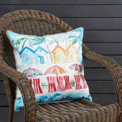 Saro Lifestyle Coastal Outdoor Beach Poly Filled Pillow, 20"x20", Multicolored 3 Saro Lifestyle Coastal Outdoor Beach Poly Filled Pillow, 20"x20", Multicolored - Image 3