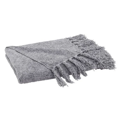50"x60" Chenille Throw Blanket With Fringed Edges Gray - Saro Lifestyle 2 50"x60" Chenille Throw Blanket With Fringed Edges Gray - Saro Lifestyle - Image 2