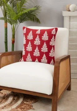 Saro Lifestyle Winter Wonderland Christmas Trees Throw Pillow Cover, 18", Red -Winter Glow Store GUEST 656bc3e2 9508 4222 958d d06b195be777