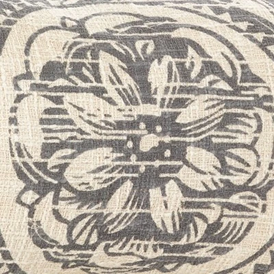 14"x23" Oversize Montpellier Floral Design Lumbar Throw Pillow Gray - Saro Lifestyle 2 14"x23" Oversize Montpellier Floral Design Lumbar Throw Pillow Gray - Saro Lifestyle - Image 2