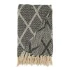 Saro Lifestyle Diamond-Patterned Knit Fringed Throw, Black, 50"x60"