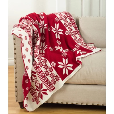 50"x60" Knitted Christmas Design Throw Blanket Red - Saro Lifestyle 1 50"x60" Knitted Christmas Design Throw Blanket Red - Saro Lifestyle