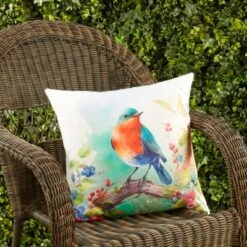 Saro Lifestyle Charming Perched Bird Outdoor Pillow With Poly Fill, 18"x18", Multicolored 6 Saro Lifestyle Charming Perched Bird Outdoor Pillow With Poly Fill, 18"x18", Multicolored -Winter Glow Store GUEST 6ba3a93e a571 4f4e 8413 b0f775a9cfac