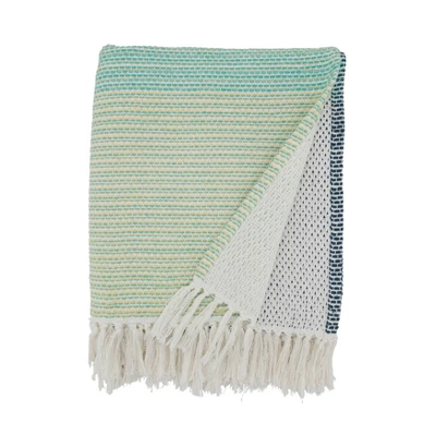 50"x60" Chromatic Charm Color Block Throw Blanket Blue - Saro Lifestyle: Cozy, All-Season Cotton Weave, Machine Washable 2 50"x60" Chromatic Charm Color Block Throw Blanket Blue - Saro Lifestyle: Cozy, All-Season Cotton Weave, Machine Washable - Image 2