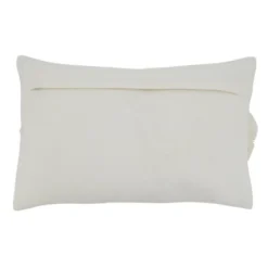 Saro Lifestyle Floral Appliqué Throw Pillow With Poly Filling, Ivory, 14" X 23"