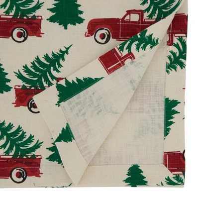 Saro Lifestyle Cotton Table Runner With Christmas Truck Design 1 Saro Lifestyle Cotton Table Runner With Christmas Truck Design