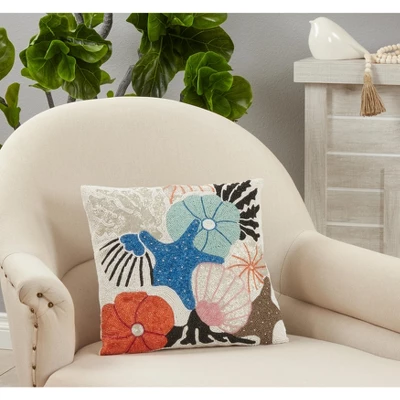 Saro Lifestyle Beaded Seashells Decorative Pillow Cover, Multi, 16" 2 Saro Lifestyle Beaded Seashells Decorative Pillow Cover, Multi, 16" - Image 2