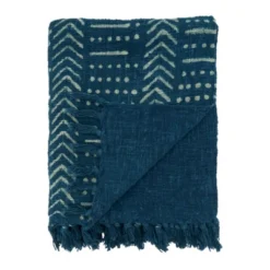 Saro Lifestyle Saro Lifestyle Mudcloth Design Throw Blanket, Indigo, 50"x60"
