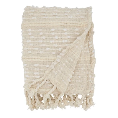 Striped Woven Fringe Throw Blanket - Saro Lifestyle 2 Striped Woven Fringe Throw Blanket - Saro Lifestyle - Image 2