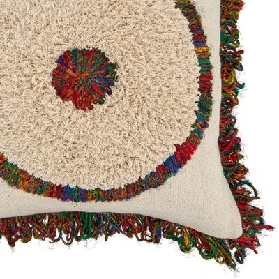 Saro Lifestyle Boho Circle Decorative Pillow Cover, Multi, 20" 2 Saro Lifestyle Boho Circle Decorative Pillow Cover, Multi, 20" - Image 2