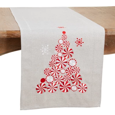 Saro Lifestyle Holiday Table Runner With Peppermint Christmas Tree Design 4 Saro Lifestyle Holiday Table Runner With Peppermint Christmas Tree Design - Image 4
