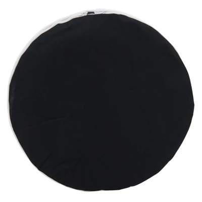 Saro Lifestyle Sketch Leaf Outdoor Ottoman, 21"x9" Round, Black/White 2 Saro Lifestyle Sketch Leaf Outdoor Ottoman, 21"x9" Round, Black/White - Image 2