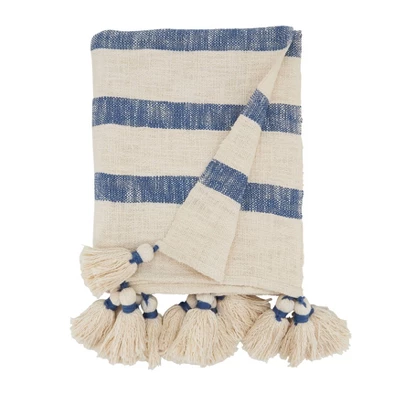 50"x60" Luxe Striped Tassel Throw Blanket - Saro Lifestyle 2 50"x60" Luxe Striped Tassel Throw Blanket - Saro Lifestyle - Image 2