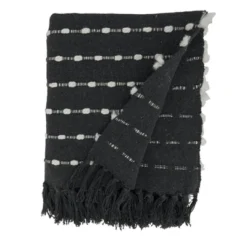 50"x60" Dual-Tone Striped Throw Blanket Black - Saro Lifestyle