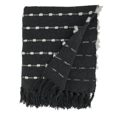 50"x60" Dual-Tone Striped Throw Blanket Black - Saro Lifestyle 1 50"x60" Dual-Tone Striped Throw Blanket Black - Saro Lifestyle