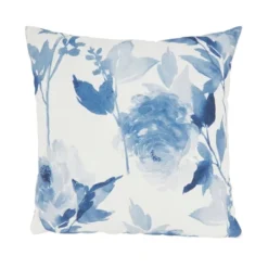 Saro Lifestyle Blossom Breeze Floral Outdoor Poly Filled Throw Pillow, 18"x18", Blue -Winter Glow Store GUEST 787e890c 25d0 4a02 b3ae cd775bb75403