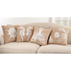 20"x20" Oversize Stitched Seashells Down Filled Square Throw Pillow Beige - Saro Lifestyle 3 20"x20" Oversize Stitched Seashells Down Filled Square Throw Pillow Beige - Saro Lifestyle -Winter Glow Store GUEST 78e8b918 4f55 46e1 80d6 3a4a05fda5b6