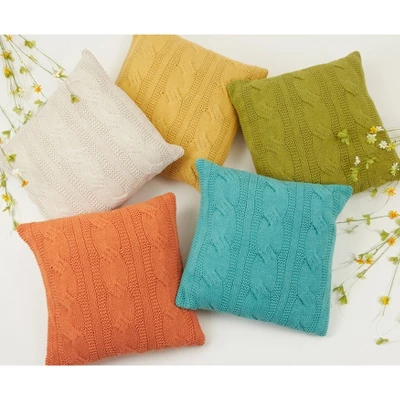 20"x20" Oversize Cable Knit Design Square Throw Pillow - Saro Lifestyle 2 20"x20" Oversize Cable Knit Design Square Throw Pillow - Saro Lifestyle - Image 2