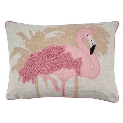 Saro Lifestyle Flamingo Design Throw Pillow With Poly Filling 3 Saro Lifestyle Flamingo Design Throw Pillow With Poly Filling - Image 3
