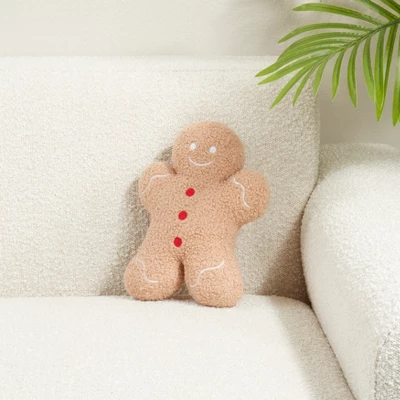 Saro Lifestyle Gingerbread Man Poly Filled Throw Pillow, 9"x12", Brown 2 Saro Lifestyle Gingerbread Man Poly Filled Throw Pillow, 9"x12", Brown - Image 2