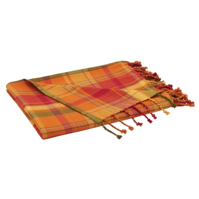 50"x60" Harvest Plaid Cotton Throw Blanket Orange - Saro Lifestyle: Soft, Woven, Farmhouse Style 2 50"x60" Harvest Plaid Cotton Throw Blanket Orange - Saro Lifestyle: Soft, Woven, Farmhouse Style - Image 2